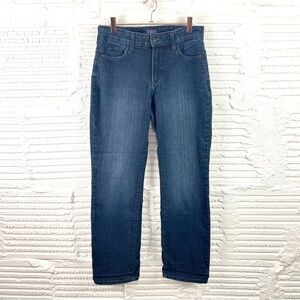 NYDJ Embellished Back Pocket Straight Leg‎ Medium Wash Jeans Size 6P